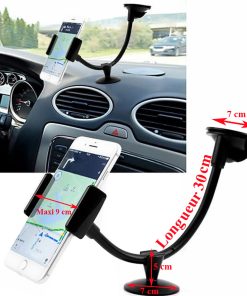 Support universel smartphones/GPS à ventouse sur bras flexible 30 cm